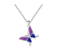 FURREN 1 Pezzi Collana Cambia Colore Umore Collana Farfalla Donna Collana Ciondolo Farfalla Collana di Rilevamento di Temperatura Collana Dell Umore Collana Che Cambia Colore in Base All Umore