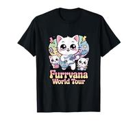 Furrvana World Tour Cute Cat Band Kawaii Rock Music Parodia Maglietta