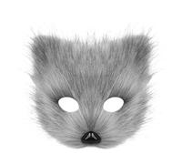 Furry Accessori Animali Costumi a Maschera di Volpe,Carino Peloso Mask di Volpe Realistico,Donna e Bambine,per Halloween,Cosplay,Festa in Maschera,Animali Tema e Carnevale (Dark Gray, One Size)