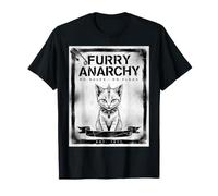 Furry Anarchy Punk Cat Funny Rebel Kitten Rock Style Maglietta