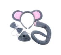 Furry Anim Ears Set Nose Bowknot Tail Donkey Mosue Cows Cosplay Costume Set