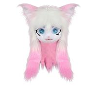 Furry Animal - 60x40cm Fursuit Head Cat Masks | Cat Animal Full Heads with Big Eyes Long Hair, Plush Headwear Costume Props for Halloween Masquerade Party Cosplay Costume Props