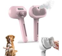 Furry Basics Brush, Kivori Pet Grooming Brush Steamer, 3-in-1 Pet Grooming with Steam & Self-Cleaning Silicone Bristles (Pink)