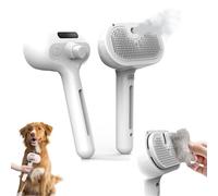 Furry Basics Brush, Kivori Pet Grooming Brush Steamer, 3-in-1 Pet Grooming with Steam & Self-Cleaning Silicone Bristles (White)