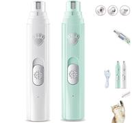 Furry Basics Paw Trimmer, Furrybasics Pet Electric Clippers, 2 in 1 Electric Polishing Automatic Nail Clippers for Dogs, Low-Noise Rechargeable (White-Green,2pcs)