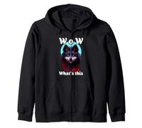 Furry Fandom Wolf Fan Fursona Funny Reaction Wow Cos'è Questo Felpa con Cappuccio