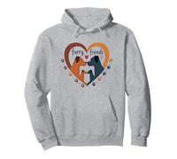 Furry Friends: Adorabile Cane Famiglia Cuore Felpa con Cappuccio, Unisex per Adulti, Grigio Melange, L