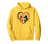 Furry Friends: Adorabile Cane Famiglia Cuore Felpa con Cappuccio, Unisex per Adulti, Limone, L