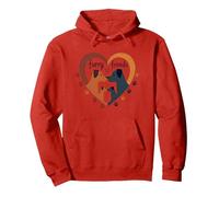 Furry Friends: Adorabile Cane Famiglia Cuore Felpa con Cappuccio, Unisex per Adulti, Rosso, L