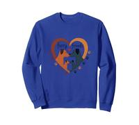 Furry Friends: Adorabile Cane Famiglia Cuore Felpa, Unisex per Adulti, Blu Reale, L