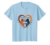 Furry Friends: Adorabile Cane Famiglia Cuore Maglietta, Bambini, Celeste, 3 Anni
