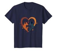 Furry Friends: Adorabile Cane Famiglia Cuore Maglietta, Bambini, Navy, 3 Anni