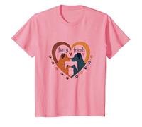 Furry Friends: Adorabile Cane Famiglia Cuore Maglietta, Bambini, Rosa, 3 Anni