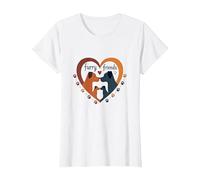 Furry Friends: Adorabile Cane Famiglia Cuore Maglietta, Donna, Bianco, L