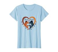 Furry Friends: Adorabile Cane Famiglia Cuore Maglietta, Donna, Celeste, L