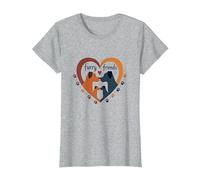 Furry Friends: Adorabile Cane Famiglia Cuore Maglietta, Donna, Grigio Melange, L