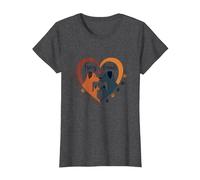 Furry Friends: Adorabile Cane Famiglia Cuore Maglietta, Donna, Grigio Scuro, L