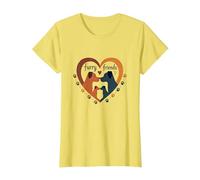 Furry Friends: Adorabile Cane Famiglia Cuore Maglietta, Donna, Limone, L