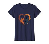 Furry Friends: Adorabile Cane Famiglia Cuore Maglietta, Donna, Navy, 3XL