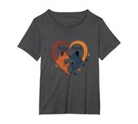 Furry Friends: Adorabile Cane Famiglia Cuore Maglietta, Donna Plus-Size, Grigio Scuro, 4X