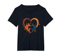 Furry Friends: Adorabile Cane Famiglia Cuore Maglietta, Donna Plus-Size, Nero, 5X