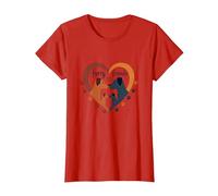 Furry Friends: Adorabile Cane Famiglia Cuore Maglietta, Donna, Rosso, L