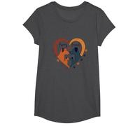 Furry Friends: Adorabile Cane Famiglia Cuore Maglietta, Ragazze, Grigio Scuro, L