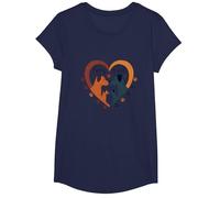 Furry Friends: Adorabile Cane Famiglia Cuore Maglietta, Ragazze, Navy, L