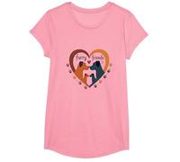 Furry Friends: Adorabile Cane Famiglia Cuore Maglietta, Ragazze, Rosa, L