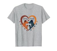 Furry Friends: Adorabile Cane Famiglia Cuore Maglietta, Uomo, Grigio Melange, L