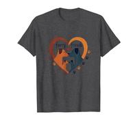 Furry Friends: Adorabile Cane Famiglia Cuore Maglietta, Uomo, Grigio Scuro, L