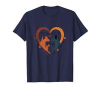 Furry Friends: Adorabile Cane Famiglia Cuore Maglietta, Uomo, Navy, 3XL