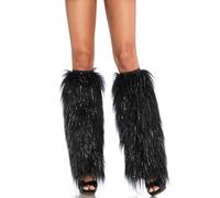 FURRY LUREX LEG WARMERS O/S BL