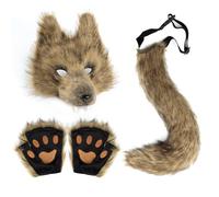 Furry Wolf Ensemble - Costume Cosplay Abbigliamento, Personaggio Animale, Collezione di abiti a tema | Halloween Natale Carnevale Festa Teatro Spettacolo Dress Up Divertente Celebrazione Stage
