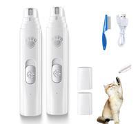 Furrybasics Silent Paw Pro, Rechargeable Electric Quiet Dog Nail Grinder, Furrybasics Paw Trimmer, Low-Noise Rechargeable Pet Shaver for Cats & Dogs (White*2pcs)