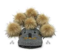 Furryvalley Pompon In Finta Pelliccia DIY 16cm 6 Pezzi per lavori a maglia Cappelli Scarpe Sciarpe Con bottone A Scatto Rimovibili uncinetto decorazioni Accessori Extra Large (Cachi)