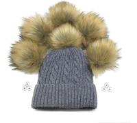 Furryvalley Pompon In Finta Pelliccia DIY 16cm 6 Pezzi per lavori a maglia Cappelli Scarpe Sciarpe Con bottone A Scatto Rimovibili uncinetto decorazioni Accessori Extra Large (Marrone)
