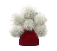 Furryvalley - Pompon in pelliccia sintetica, 6 pezzi, per cappelli e scarpe, con chiusura a scatto, rimovibile, accessori per cappelli da lavoro a maglia, misura 15,2 cm, extra large (verde chiaro)