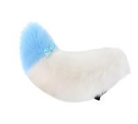 Fursry Faux Faux Volpi Therian Coda Lupo Gatti Volpi Coda Big Animal Per Natale Halloween Cosplay Party Accessorio Masquerade Giocattolo Keychain Pellicce E Orecchie Set Adulto, Blu e bianco, Taglia