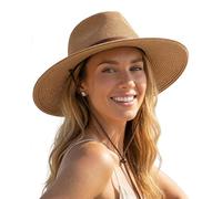 FURTALK Cappello unisex a tesa larga, cappello estivo con protezione UV, cappello da sole con sottogola, cappello da spiaggia per uomo e donna, cappello di paglia regolabile