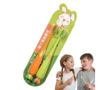 Furtryvl Spazzole per denti per bambini, a forma di carota, per la cura dei denti, pulizia manuale per spazzolare i bambini dai 3 anni in su, per bambini, casa, viaggi, bagno doccia