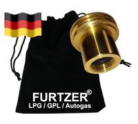 Furtzer LPG GPL - Adattatore per serbatoio auto, bombole di gas Acme, adattatore corto con sacchetto di stoffa, perfetto per bombole di gas in Germania