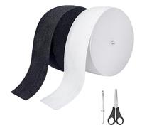Furuising 2 Pezzi Elastico per Cucito 50 mm × 20 m, Elastico per Pantaloni Bianco e Nero, Piatto Elastici da Cucito con Forbici e Clip per Infilare per Pantaloni, Cucito, Fai da Te a Mano