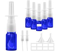 Furuising 6 Pezzi 10ml Flaconi Spray Nasale, Blu Spruzzatori Nasali Vuoti, Riutilizzabile Vetro Mini Fine Nebulizzatore Spray Nasale per Acqua Salina Olio Essenziale