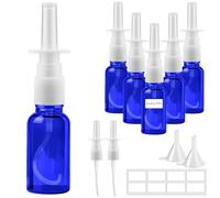 Furuising 6 Pezzi 20ml Flaconi Spray Nasale, Blu Spruzzatori Nasali Vuoti, Riutilizzabile Vetro Mini Fine Nebulizzatore Spray Nasale per Acqua Salina Olio Essenziale