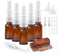 Furuising 6 Pezzi Flaconi Spray Nasale in Vetro, 15ml Spruzzatori Nasali Vuoti, Ambra Riutilizzabile Piccolo Nebulizzatore Spray Nasale per Acqua Salina Olio Essenziale