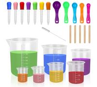 Furuising 7 Pezzi Misurino Graduato in Plastica, 1000/500/250/200/150/100/50ml Misurini Graduati,Trasparente Misuratore Liquidi con Contagocce Cucchiaio Dosatore per Misurazioni in Cucina Laboratorio