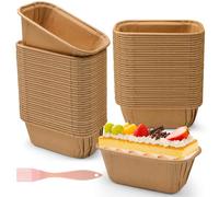 Furuising Set di 100 Pezzi Stampi Forno Carta, Pirottini Mini Plumcake 8 x 4 x 4 cm, Stampo per Plumcake da Forno Rettangolare con Spazzola per Pane, Pagnotta, Torte, Muffin(Marrone)