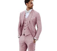 Furuyal - Completo in lino, 3 pezzi, stile vintage, retrò, abiti da sposa slim fit, giacca da sposo, smoking, Mocassini eleganti da donna, L