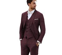 Furuyal - Completo in lino, 3 pezzi, stile vintage, retrò, abiti da sposa slim fit, giacca da sposo, smoking, 890v6, M